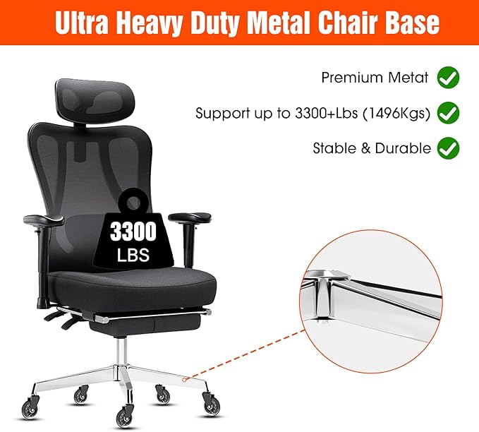 Office Chair Base Replacement PartsWith 5 Casters with Brakes(3300 lbs) - Heavy Alloy Office Chair Base Replacement, Office Chair Reinforced Metal Legs, Universal Gas Cylinder