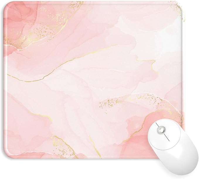 eulps Mouse Pad with Stitched Edge, Multiple Patterns Computer Mouse Pads with Non-Slip Rubber Base, Washable Cloth Mousepad, for Gaming, Laptop, PC (Blush Gold)