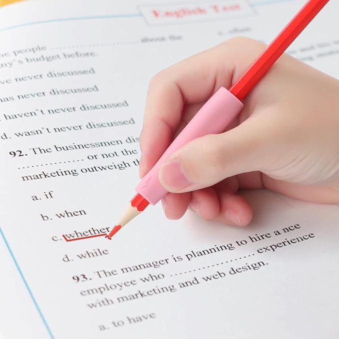 Ergonomic Pencil Grip, Extender & Cap 3 in 1, Silicone Pencil Partners Pack of 6 Pcs for Kids and Adults Handwriting