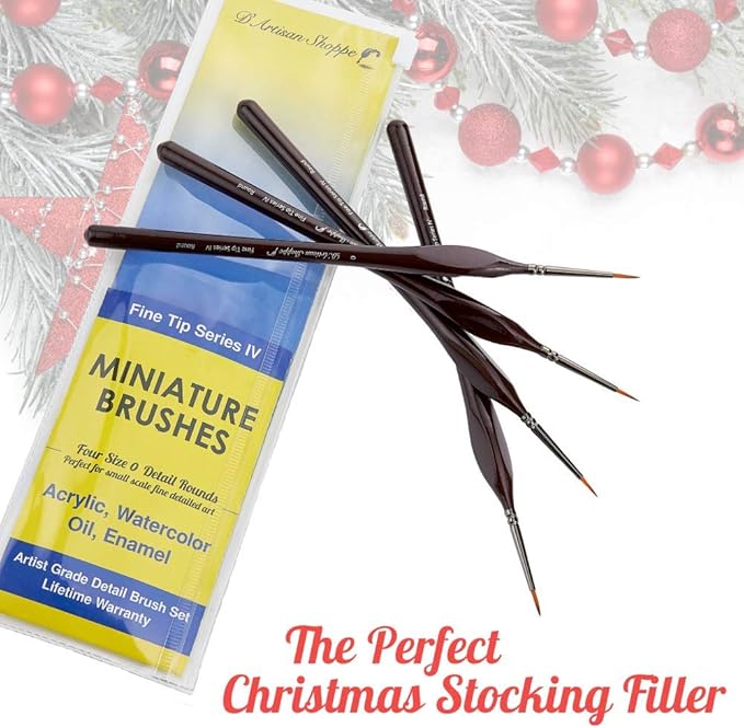 Model Paint Brush Set Miniature. Fine Detail Hobby Painting Brush 4pc Size 0 Paintbrushes for Art Watercolor Acrylics Oil Warhammer Paint Set. Nail Airplanes Art Craft Game DND Miniatures Figurines