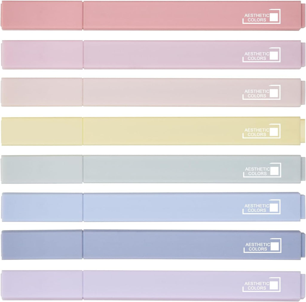 8 Colors Aesthetic Highlighters, 4mm Line Width, Assorted Colors With Soft Chisel Tip, No Bleed Bible, Great for School, Nice to Eyes, Pastel