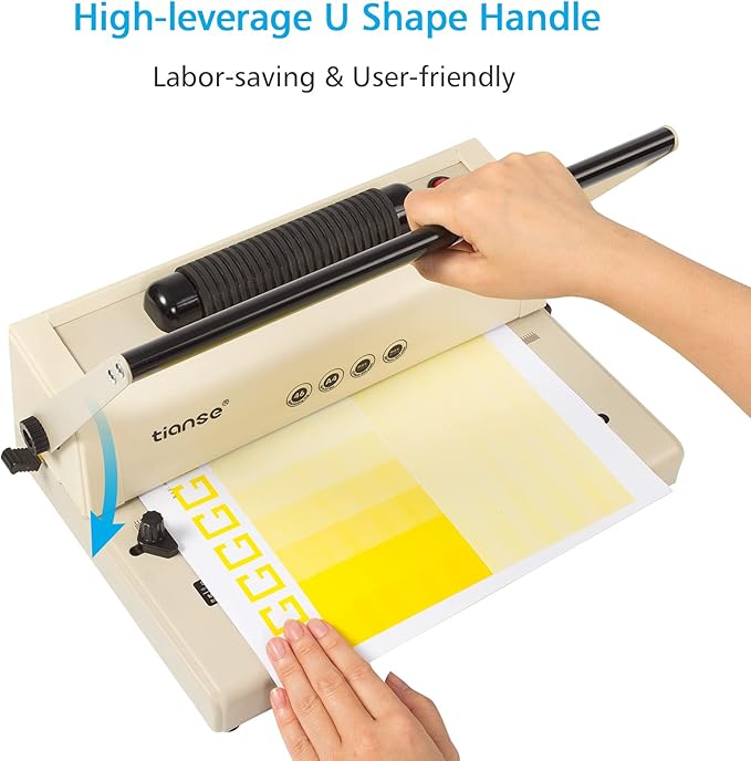 TIANSE Coil Binding Machine, Electric Coil Inserter, Manual Round Hole Punch, 15 Sheets Punch Capacity, Perfect for Letter Size / A4 / A5, Comes with 100pcs 5/16'' Plastic Coil Binding Spines & Plier