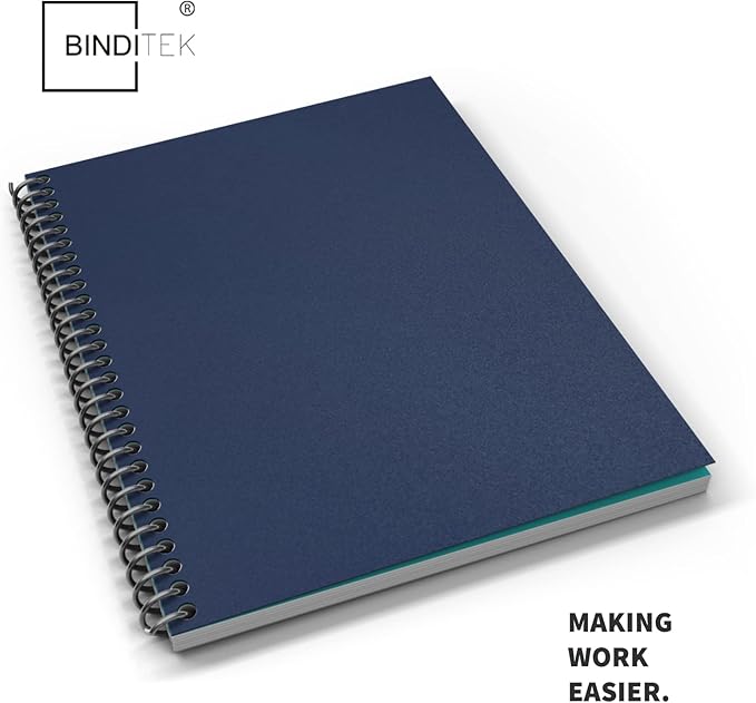 Binditek 25 Pack 12 Mil Sand-Textured Polycover - Plastic Binding Cover for Business Reports and Proposals - Lightly Textured Sand Finish - Square Corners, Un-Punched, Navy Color, Office Supplies