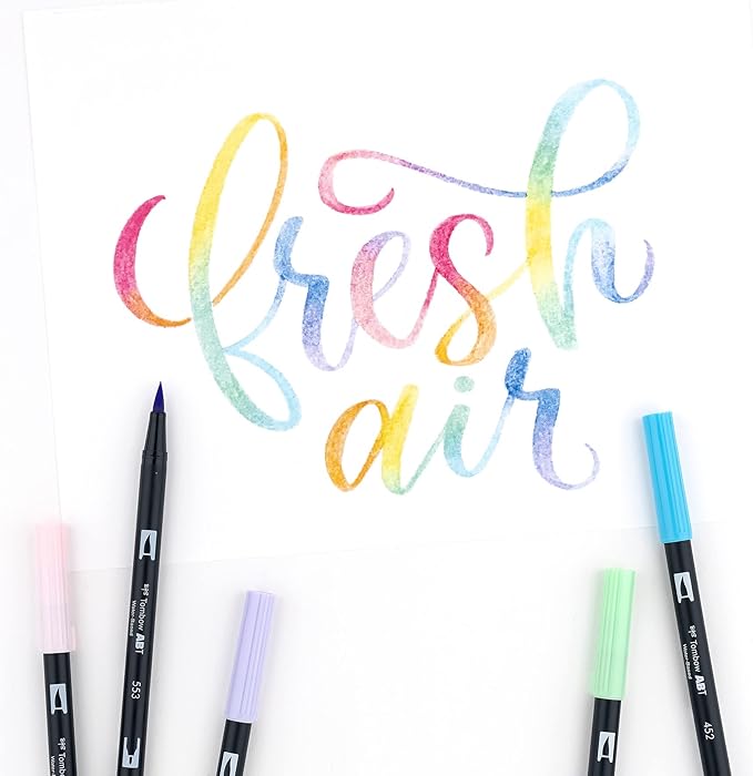 Tombow 56187 Dual Brush Pen Art Markers, Pastel, 10-Pack. Blendable, Brush and Fine Tip Markers