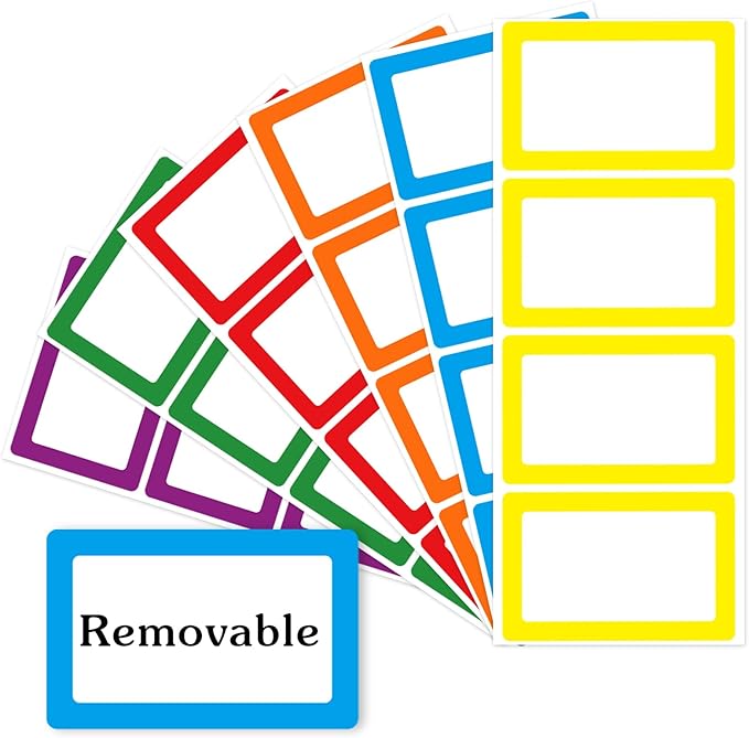 Removable Name Tags, 3 1/2" x 2 1/4", 6 Colors 120 Waterproof Name Badges for Office,School,Classroom and Home