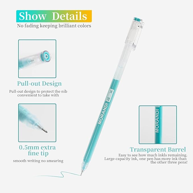 0.5mm Journal Colouring Pens, Assorted Rainbow Colors Pens Set of 9 for Adults Journal Coloring Calligraphy,Made for Everyday Writing, Journals,Drawing,Coloring Books (Highlights Color)