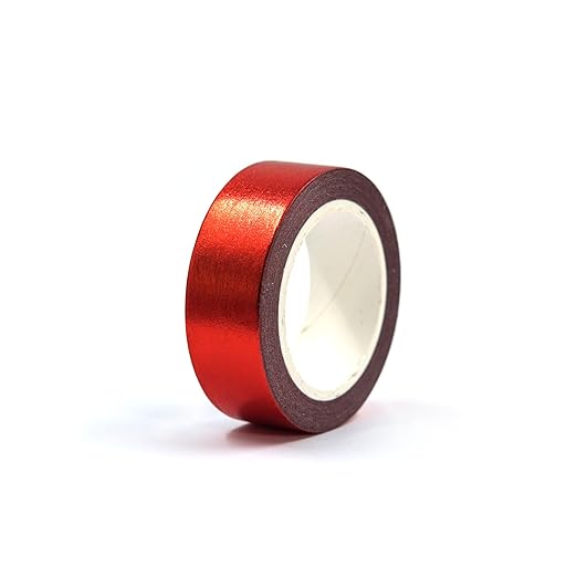 Red foil washi Tape for Wall Decorative Tape for Crafts Washy-Tape Mirror Tape Red Strips for Wall Decor Self Adhesive Masking Tape 0.59in x33FT