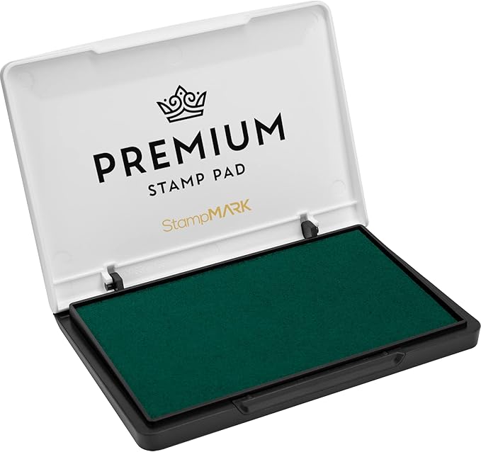 Premium Stamp Pad Medium Size 3" x 4" - for Traditional Rubber Stamps - Felt Pad Green Color