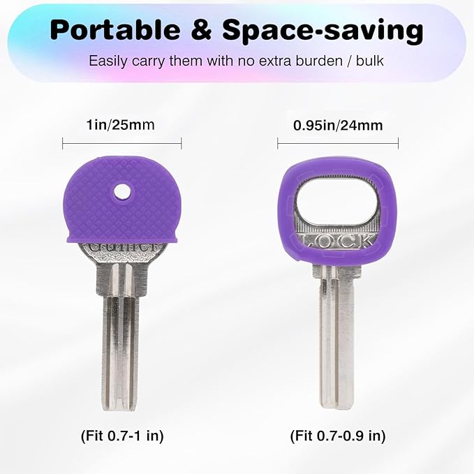 20 Pack Key Color Caps Covers Tags, Soft Rubber Key Identifiers, Plastic Key Toppers for Standard Flat Organization House Key (Not Suitable for Odd-Shaped Keys), 10 Colors, 2 Styles