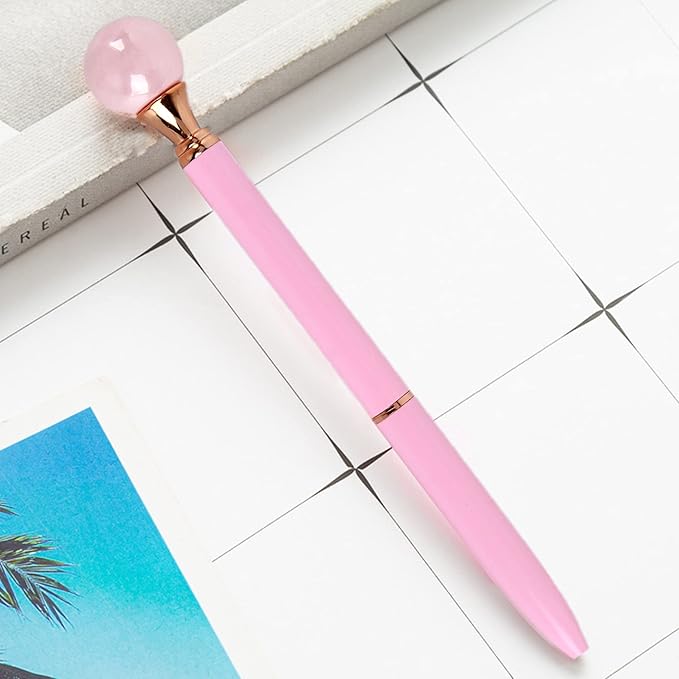 6 Pieces False Pearl Decoration Twist Metal Ballpoint Pen Ball Pen 1.0 MM Black Ink