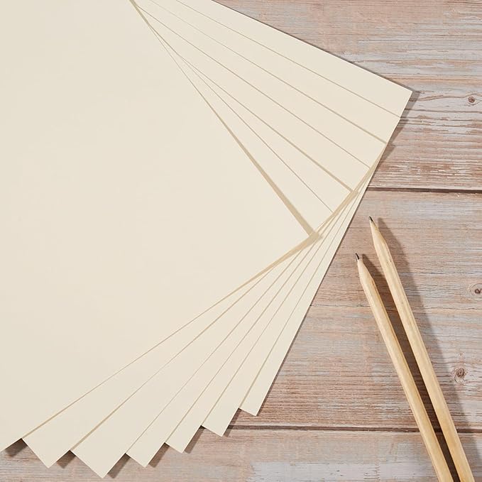 Wishop 20 Sheets Colored Thick Paper Cardstock Blank for DIY Crafts Cards Making, Invitations, Scrapbook Supplies (Cream, 8.5 x 11 inches)