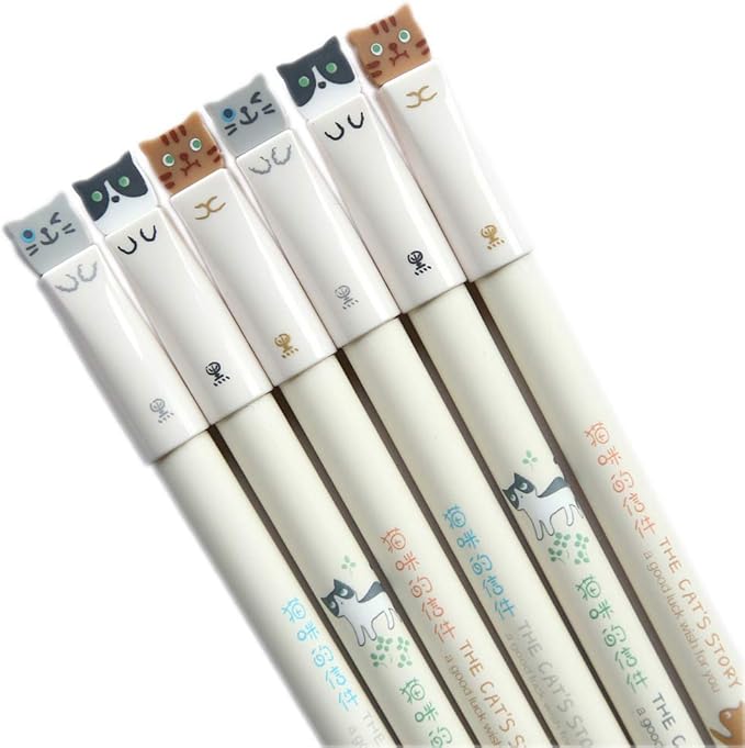 12Pcs Cats Pen 0.38mm Gel Ink Roller Pens Black Ink Cute Stationery Gifts