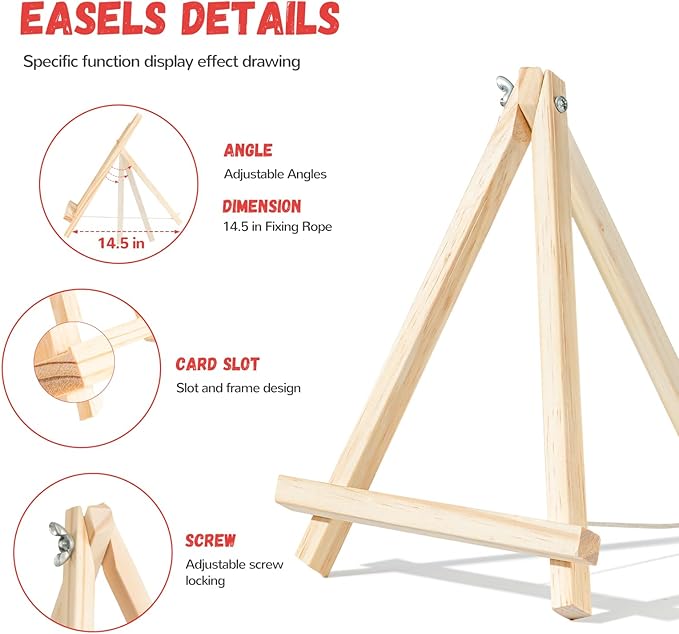 Zhithink 10 Pack Wood Easels Stand for Painting Canvas 11.8 Inch, Tripod Art Tabletop Easels for Kids Student, Photo Picture Sign Holder
