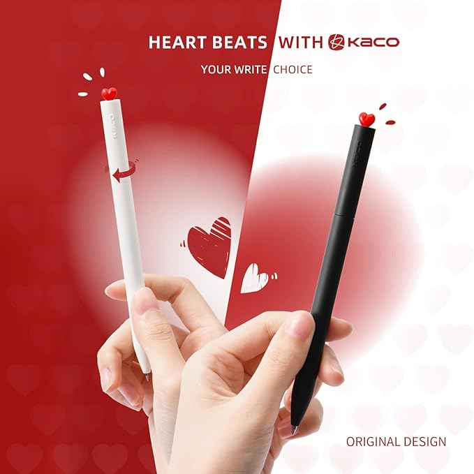 Kaco FIRST Gel Pens, Cute Stationery, 4 Pieces with Extra 8 Black Refills Cute Heart Star Pen Set (2 Star & 2 Heart)