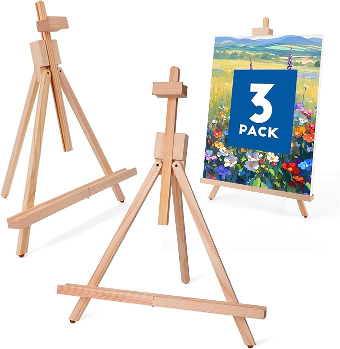 ESRICH 3 Pack Easel for Painting,Tabletop Easel A-Type Adjustable Table Easel for Painting, Holds Highest to 21" Canvas Portable Suitable,Painting Easel for Artists, Beginners, Students