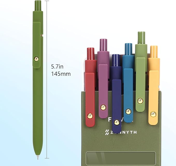 FIOVER 6Pcs Gel Pens, 0.7mm Medium Point Smooth Writing Pen, Black Gel Ink Journaling Supplies for Note Taking, Cute Aesthetic Office School Supplies Gifts for Women(6 Pcs Gold Vintage)