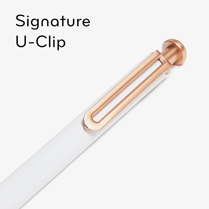 U Brands Monterey Ballpoint Pens, Set of 12, White and Rose Gold, Bold (1.0 mm) Point, Black Ink