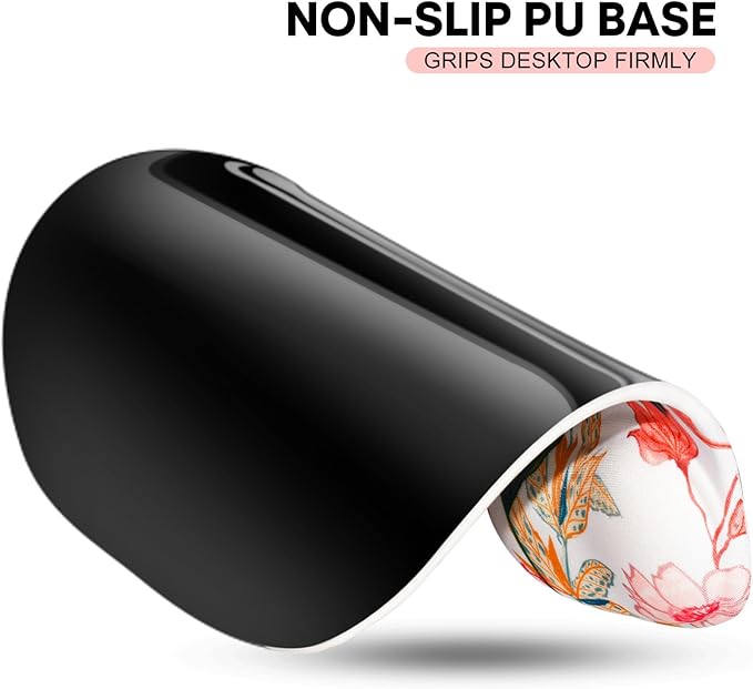 JIKIOU Mouse Pad, 2 Pack Ergonomic Mouse Pads with Comfortable Gel Wrist Rest Support and Lycra Cloth, Non-Slip PU Base for Easy Typing Pain Relief Durable and Easy to Clean Small White Flowers