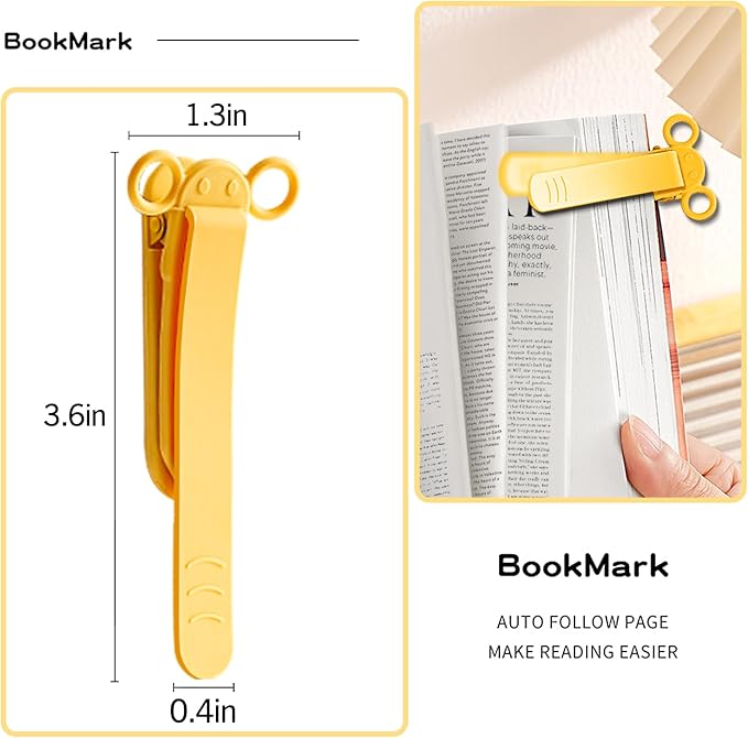 3pcs Page Bookmarks for Reading, Automatic Book Marks Tailored for Book Enthusiasts, Unique and Cute Book Page Holder Markers Clip Reading Accessories Gifts（Rose Yellow Blue）