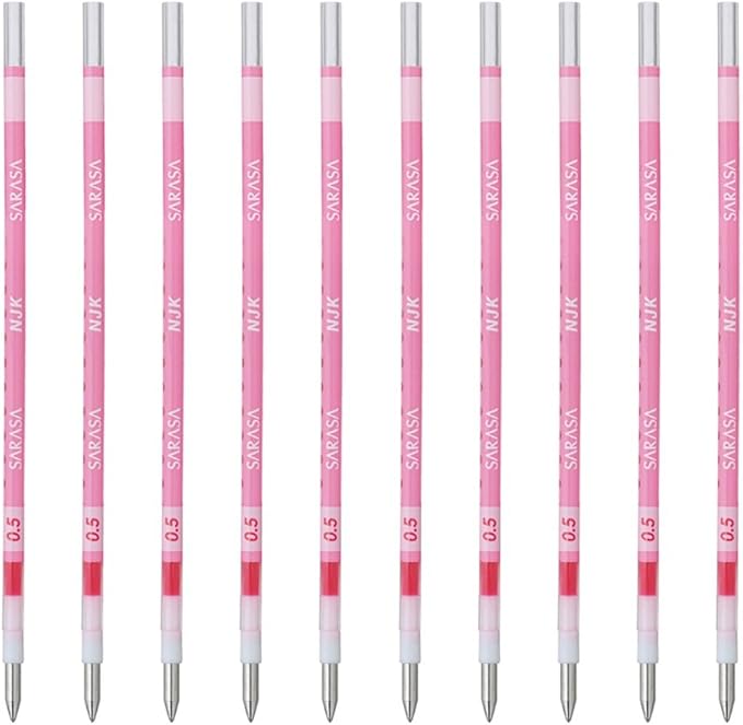 Zebra BRNJK5LP Ballpoint Pen Refill, Sarasa, NJK-0.5 Lead, Light Pink, 10 Pens