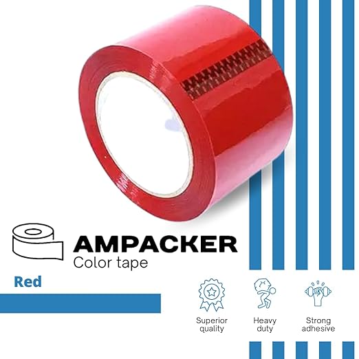 Heavy Duty Packaging Color Tape for Shipping,Packing and Moving 2" Wide x 2.0 Mil Thick -110 Yrd Roll -Acrylic Adhesive Tape for Box Sealing. (36 Rolls, Red, 2" Wide x 110 yds)