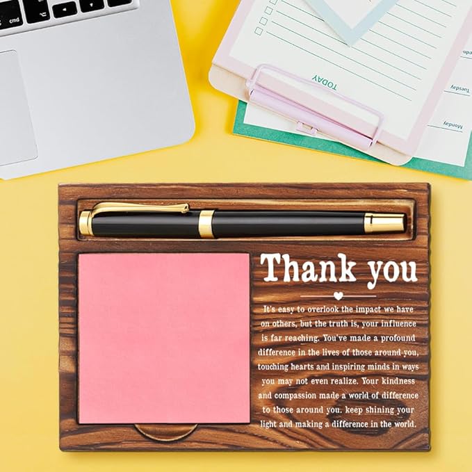 Thank You Gifts Sticky Note Holder, Thank You Appreciation Gift for Coworker Psychologist Boss, Inspirational Motivational Quote for Desk Self-Stick Note Pad Holders YB358