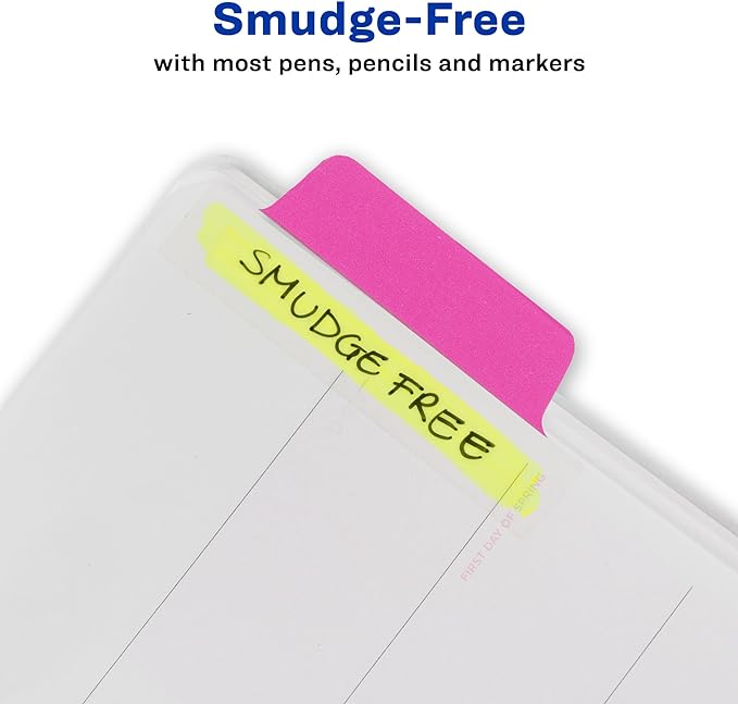 Avery Margin Ultra Tabs, 2.5" x 1", 2-Side Writable, Assorted Neon Colors, 48 Repositionable Page Tabs (74865)