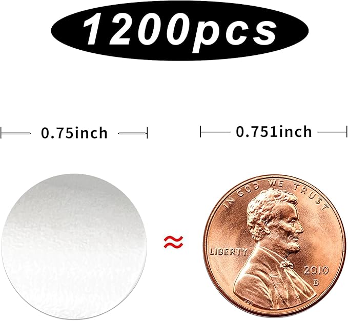 1200 Pieces 0.75 Inch Round Color Coding Label Garage Sale Stickers Blank Yard Sale Price Stickers Permanent Adhesive Dots Stickers,Easily Writable with Perforation Line (Silver)