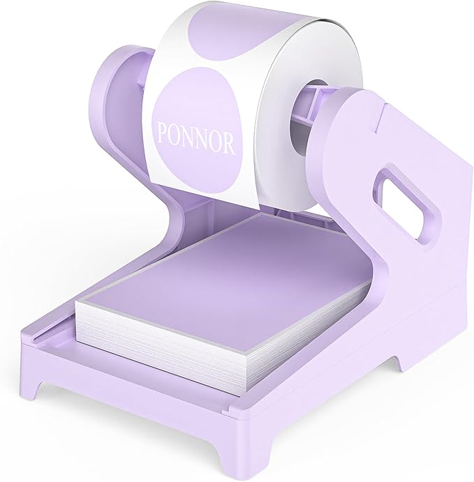 Label Holder Thermal Label Holder for Rolls and Fanfold Labels Shipping Label Stand Desktop Printer DIY Accessory Supplies for Home, Office (Fresh Purple)