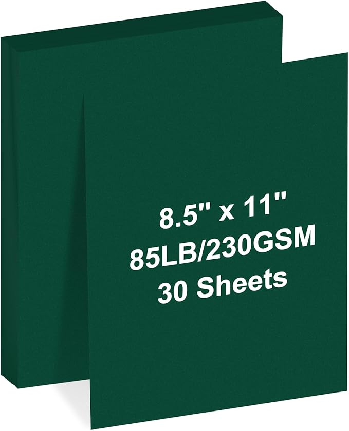 Cardstock 8.5" x 11 "，30 Sheets Cardstock Paper 85 lb/230 gsm,Green Card Stock for Printer,Drawing,Gift tags,Invitations, Cards etc (Christmas green, 30 Sheets)