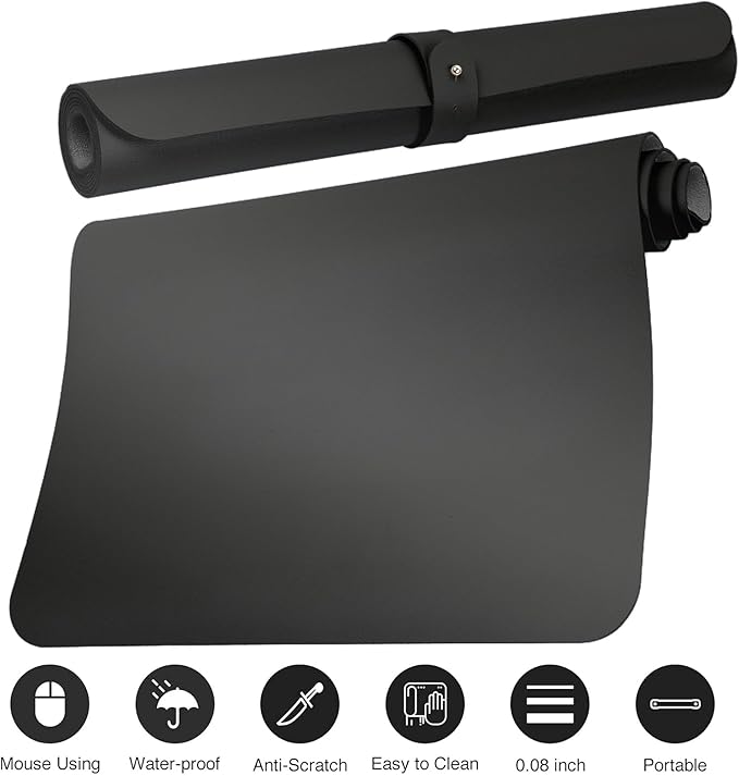 Boutilon Leather Desk Pad 30" x14",Non-Slip Mouse Pad,Office Desk Mat,Waterprooft PU Leather Desk Blotter,Desk Pad Protector,Desk Writing Pad for Home Office Decor (M-Black)