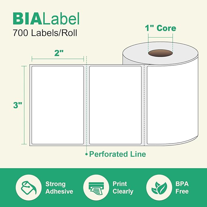 12 Rolls 3" X 2" Barcode Labels, 700/Roll - Direct Thermal Labels Compatible with Zebra & Rollo Printers