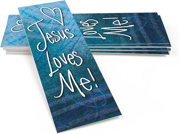 Jesus Loves Me, Ephesians 3:18, Bulk Pack of 25 Christian Bookmarks for Kids, Childrens Bible Verse Book Markers, Sunday School Prizes with Memory Verses, Scripture Gifts for Kids & Youth