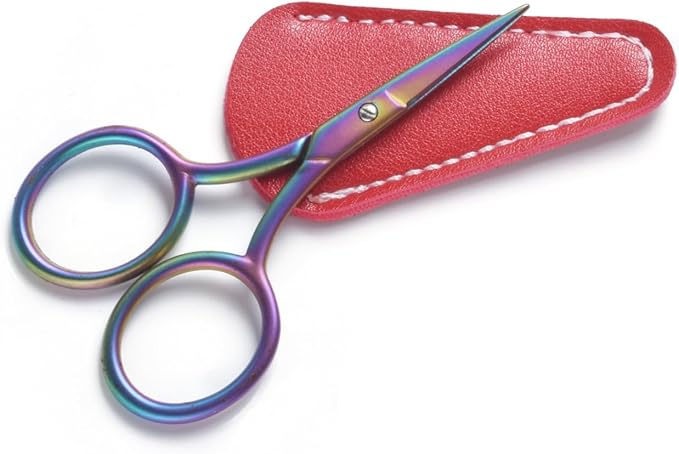 6 Pieces Scissors Sheath Safety Leather Scissors Cover Protector Colorful Sewing Scissor Sheath Portable Eyebrow Trimming Beauty Tool Protection Cover Collect Bags (Coffee, Red and Black)