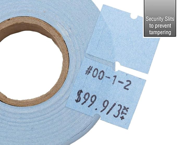 Perco 2 Line Blue Labels - 8 Rolls, 1 Sleeve, 6,000 Blank Price and Date Gun Labels for Perco 2 Line Price and Date Guns - Made in USA