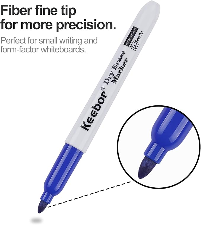 Dry Erase Markers Fine Tip, 3 Assorted Colors, 72 Pack Low-Odor Whiteboard Markers, Office Supplies