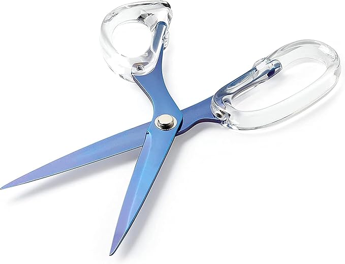 OfficeGoods 9” Stainless Steel Acrylic Scissors for Office and Home - Aesthetic and Sharp All Purpose Scissors, Perfect for Sewing, Arts and Crafts - Sapphire