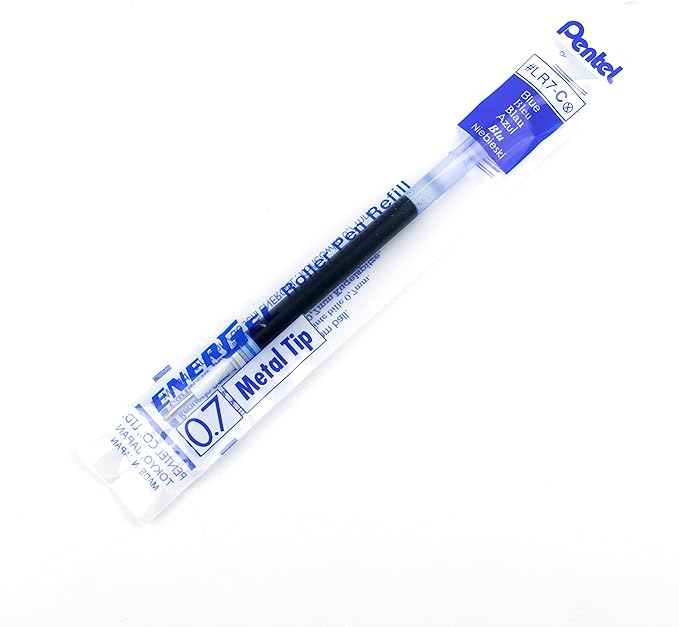 Pentel Refill Ink for BL57/BL77 EnerGel Liquid Gel Pen, 0.7mm, Metal Tip, Blue Ink, Box of 12 (LR7-C-12)