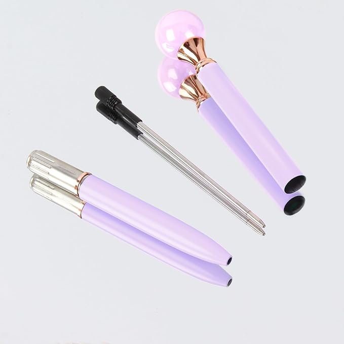 6 Pieces False Pearl Decoration Twist Metal Ballpoint Pen Ball Pen 1.0 MM Black Ink