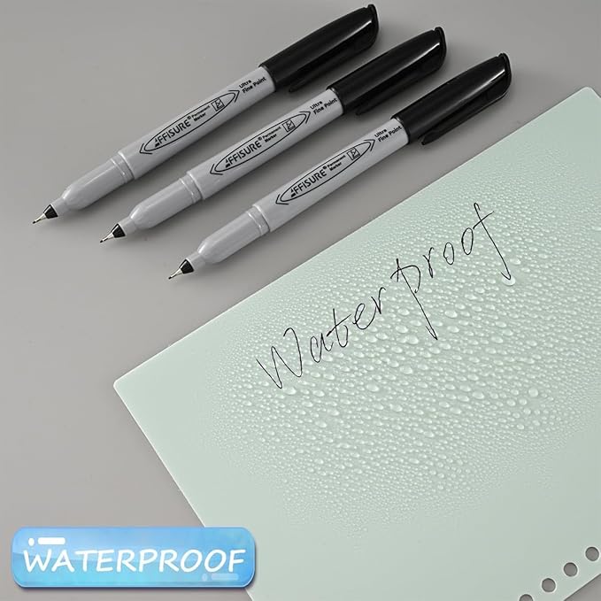 Permanent Markers, Ultra Fine Point, Black, 40 Count, 0.4mm, Fine tip permanent marker set, quick dry, waterproof, fading resists, durable, marks on paper, glass, ceramic, plastic, wood, rock, metal