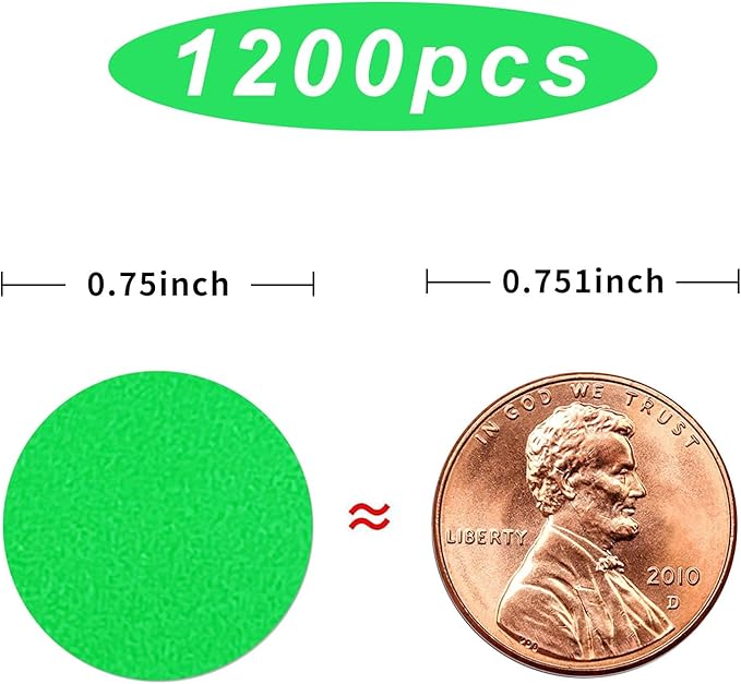 1200 Pieces 0.75 Inch Round Color Coding Label Garage Sale Stickers Blank Yard Sale Price Stickers Permanent Adhesive Dots, Easily Writable with Perforation Line (Fluorescent Green)