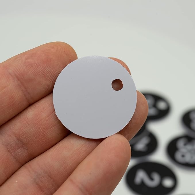 StayMax Plastic ID Number Tags Engraved Tags Key Tags Without Key Rings (301-500, Black)