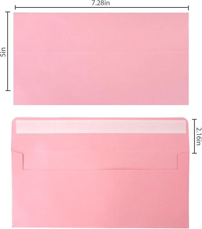 50 Packs 5x7 Envelopes,Pink A7 Envelopes,5x7 Envelopes for Invitations,Envelopes Self Seal for Weddings,Greeting Cards, Mailing, Invitations, Photos, Postcards，Printable Invitation Envelopes