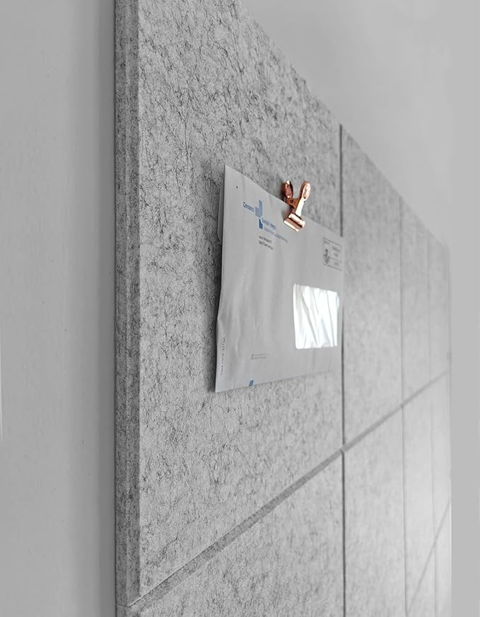 Large Cork Board Alternative - 12 Pack Felt Wall Tiles with Safe Removable Adhesive Tabs, Cork Boards for Walls Cork Board for Office Pin Board Tack Board Cork Board 48 x 36 - Silver Gray