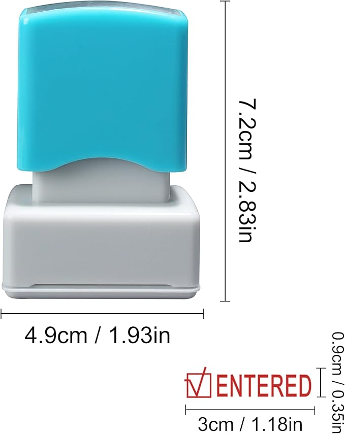 WAFJAMF Entered Stamp–Message Stamp Pre-Inked Office Stamp Refillable Red Ink Preinstalled-Medium