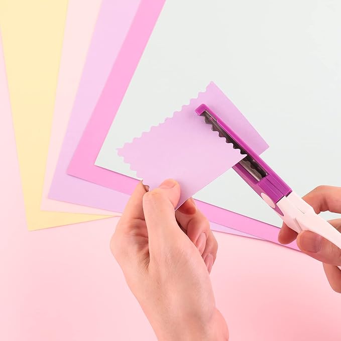 6Pcs/Set Craft Scissors Decorative Paper Edge Scissors With Storage Box Set, 5 Kinds Zig Zag Edges Scissors Great for DIY Projects Paper Card,Photo, Scrapbook,Office School Home Manual (Violet)