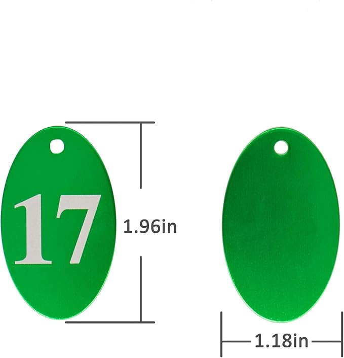 StayMax Aluminum Alloy Oval Number Tag Key Tag with Key Rings