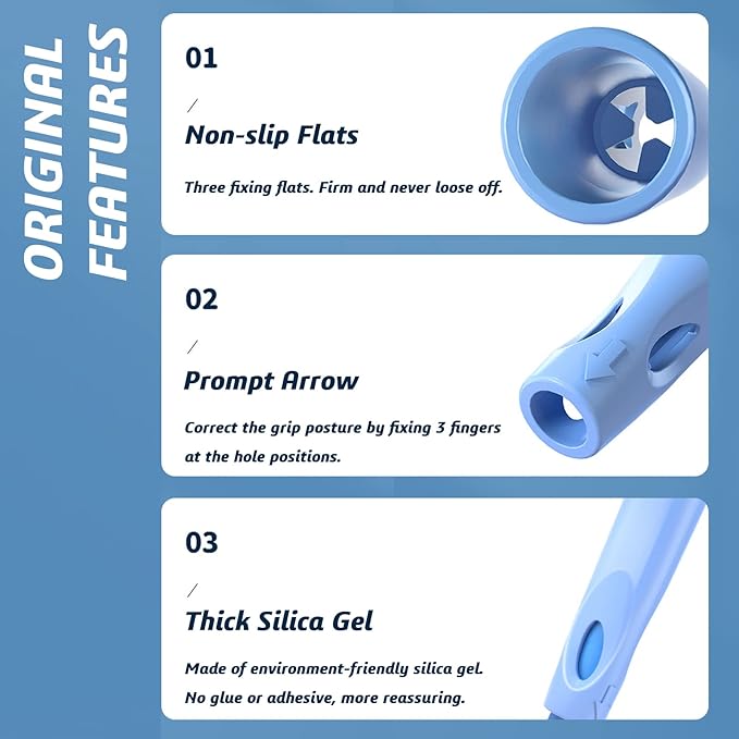 Ergonomic Pencil Grip, Extender & Cap 3 in 1, Silicone Pencil Partners Pack of 6 Pcs for Kids and Adults Handwriting