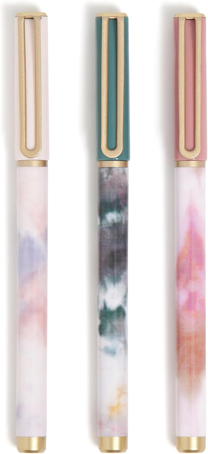 U Brands Catalina Felt Tip Pens, Set of 3, Soft Dye Designs, Medium (0.7 mm) Point, Black Ink