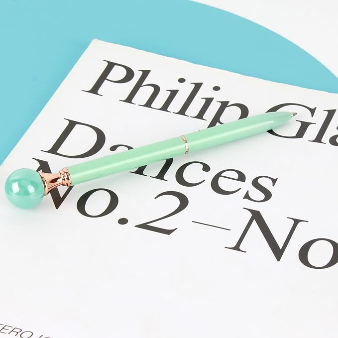 6 Pieces False Pearl Decoration Twist Metal Ballpoint Pen Ball Pen 1.0 MM Black Ink